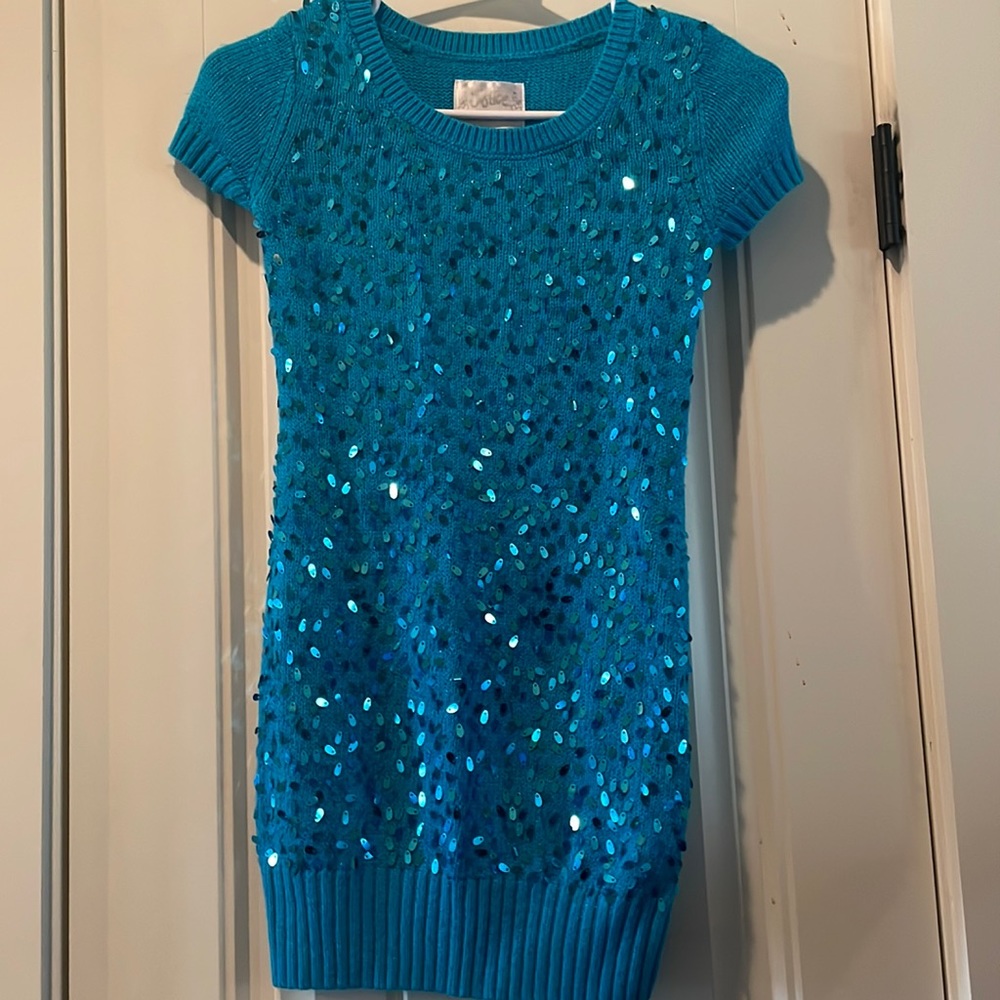 Girls Blue Sweater Dress